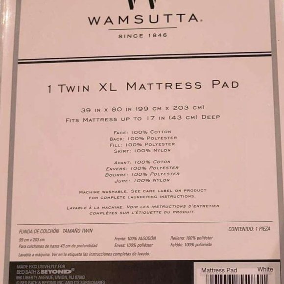 NEW - Twin XL Mattress Pad / Cover - White - Picture 2 of 3